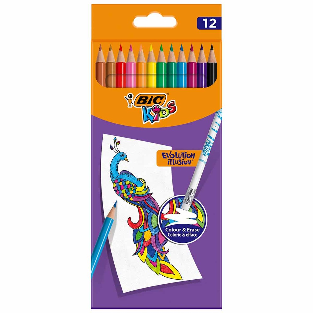 12 crayons de couleurs bic kids