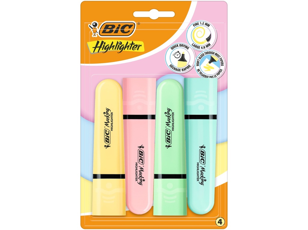 4 Fluorescents pastels Bic