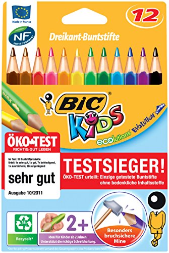 12 crayons de couleurs larges bic